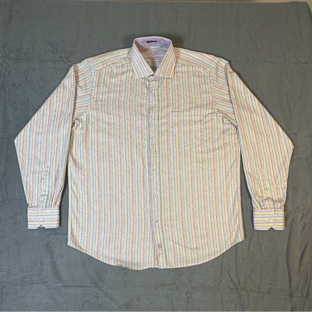 Bugatchi Uomo Multicolor Striped Button Down Shir… - image 1
